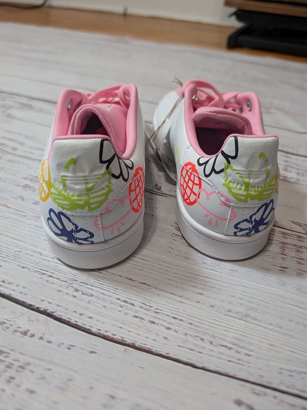 Adidas Originals Stan Smith Sneakers Doodle White Pink Size 8 - Picture 5 of 8